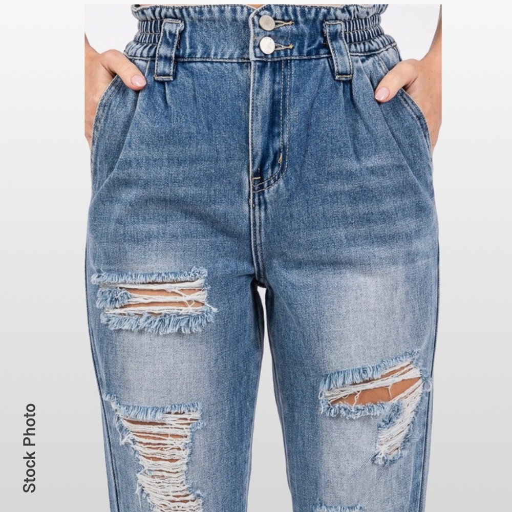 NWT PETRA153 High-Rise Paper-Bag Retro Jeans 100% Cotton (9/28) - Picture 3 of 16